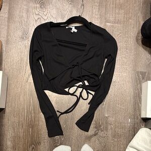 Princess Polly Black Long Sleeve Crop Top